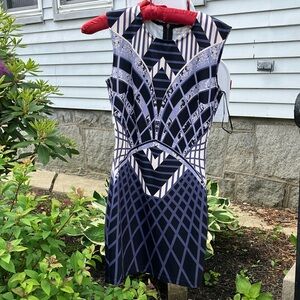 Jealous Tomato Blue Sheath Mini Dress Halter Sleeveless